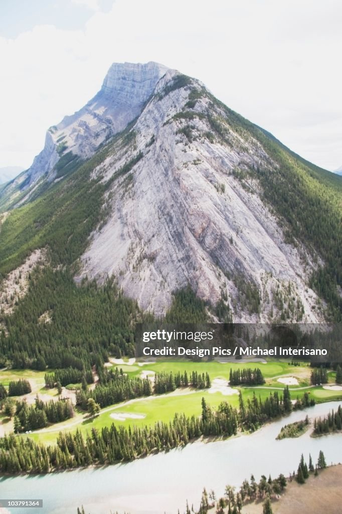 Golf Course With Mount Rundle And Bow River Banff National Park Alberta ...