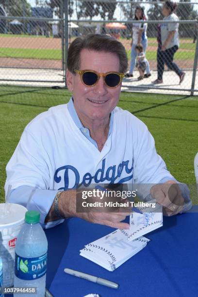 Former Los Angeles Dodgers player Steve Garvey attends the grand opening of the Los Angeles Dodgers Foundation's 50th Dreamfield at Algin Sutton...