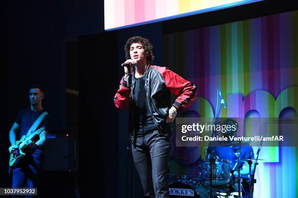 Julian Perretta performs at the amfAR Gala dinner at La Permanente on September 22, 2018 in Milan, Italy.