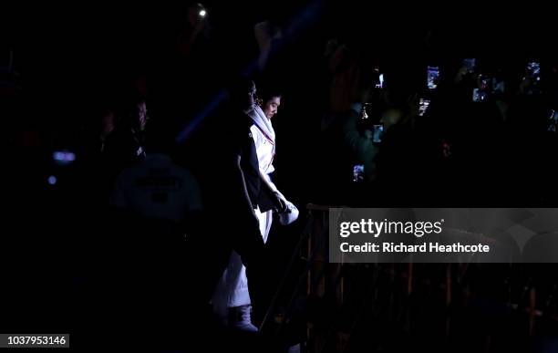 Anthony Joshua makes his way to the ring prior to the BF, WBA Super, WBO & IBO World Heavyweight Championship title fight between Anthony Joshua and...