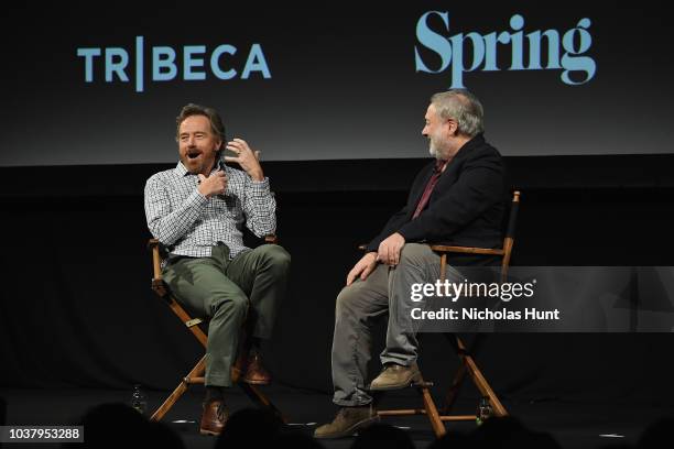 Bryan Cranston speaks at the Tribeca Talks Panel during the 2018 Tribeca TV Festival at Spring Studios at Spring Studios on September 22, 2018 in New...