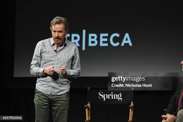 Bryan Cranston speaks at the Tribeca Talks Panel during the 2018 Tribeca TV Festival at Spring Studios at Spring Studios on September 22, 2018 in New...