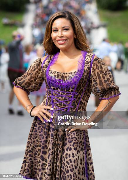 Patricia Blanco seen wearing a Dirndlpunk dirndl during the Oktoberfest 2018 at Theresienwiese on September 22, 2018 in Munich, Germany.