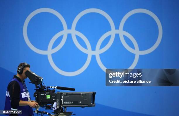 Cameraman is seen during the Swimming events during the Rio 2016 Olympic Games at the Olympic Aquatics Stadium in Rio de Janeiro, Brazil, 8 August...