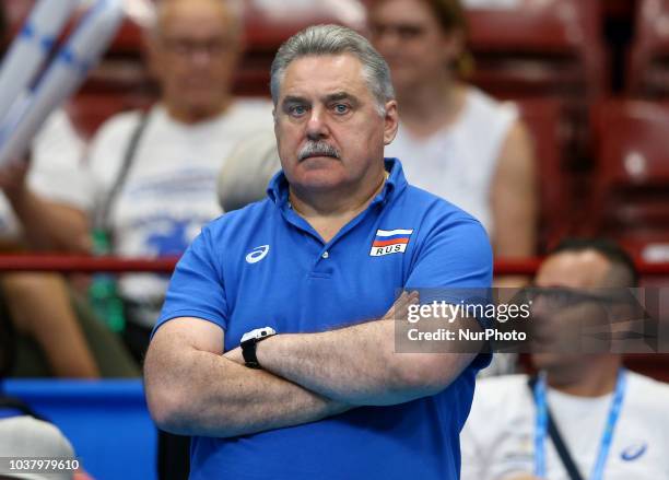 Netherlands v Russia - FIVP Men's World Championship Second Round Pool E Sergei Shliapnikov coach of Russia at Mediolanum Forum in Milan, Italy on...