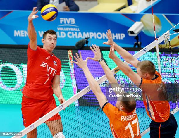 Netherlands v Russia - FIVP Men's World Championship Second Round Pool E Dmitry Volkov of Russia at Mediolanum Forum in Milan, Italy on September 21,...