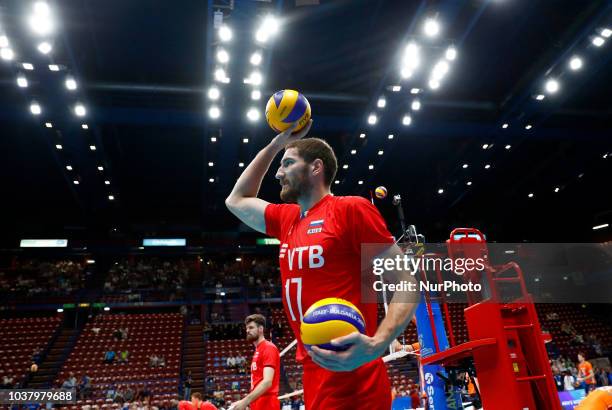 Netherlands v Russia - FIVP Men's World Championship Second Round Pool E Maxim Mikhaylov of Russia at Mediolanum Forum in Milan, Italy on September...