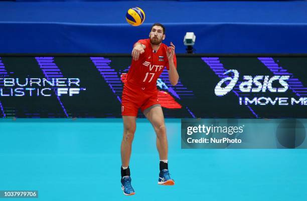 Netherlands v Russia - FIVP Men's World Championship Second Round Pool E Maxim Mikhaylov of Russia at Mediolanum Forum in Milan, Italy on September...