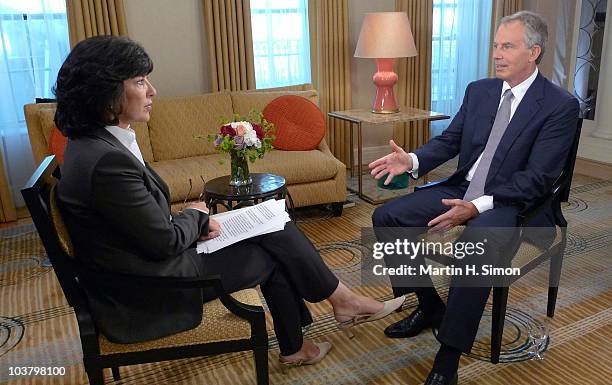 Walt Disney Television via Getty Images NEWS - Former British Prime Minister Tony Blair talks with Christiane Amanpour for a series of interviews to...