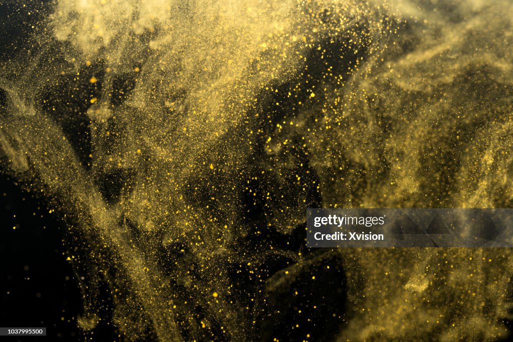 Yellow Dye Flow In Water Studio Shot With Black Background High-Res ...