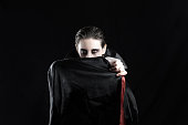 Woman in a vampire costume for halloween