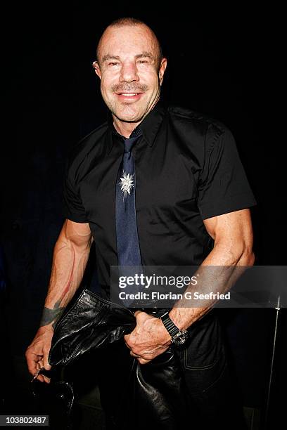 Designer Thierry Mugler attends the World Premiere of 'YMA - Zu Schoen Um Wahr Zu Sein' at Friedrichstadtpalast on September 2, 2010 in Berlin,...