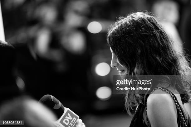 Image was converted in black and white)Barbara Lennie attends the 'L'Homme Fidele' premiere during the 66th San Sebastian Film Festival in San...