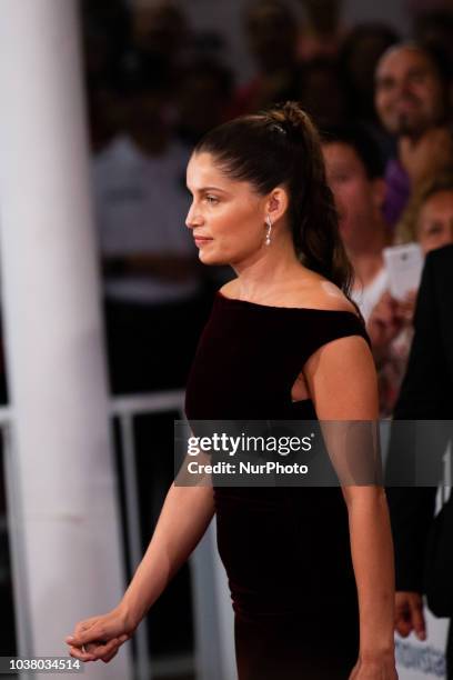 Laetitia Casta attends the 'L'Homme Fidele' premiere during the 66th San Sebastian Film Festival in San Sebastian at Kursaal, San Sebastian on...