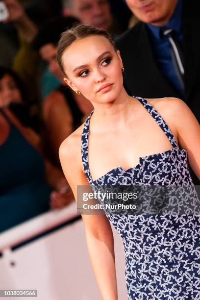 Lily-Rose Depp attends the 'L'Homme Fidele' premiere during the 66th San Sebastian Film Festival in San Sebastian at Kursaal, San Sebastian on...