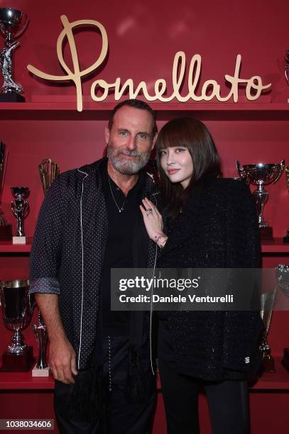 Vincenzo Castaldo and Fil Xiao Bai attend launch of Pomellato Balera Party Event on September 22, 2018 in Milan, Italy.