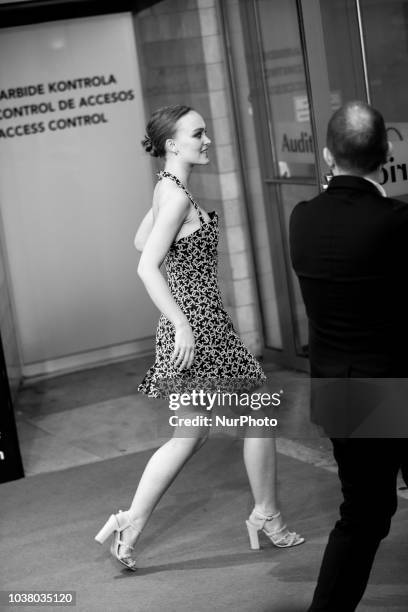 Image was converted in black and white) Lily-Rose Depp attends the 'L'Homme Fidele' premiere during the 66th San Sebastian Film Festival in San...