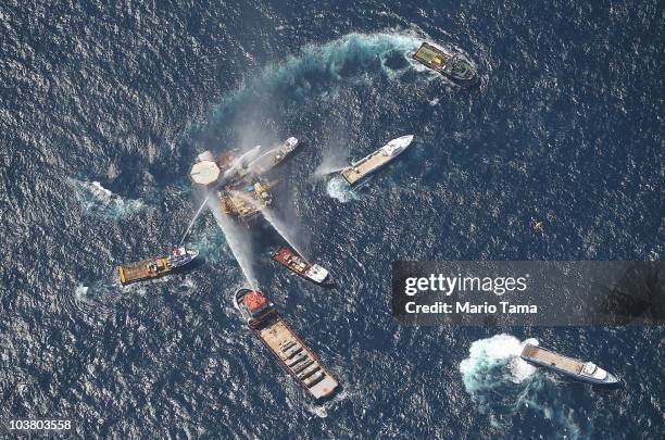 Exploding Water Oil Rig Gulf Of Mexico Oil Rig Explosion Photos and Premium High Res Pictures ...