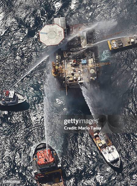 Exploding Water Oil Rig Gulf Of Mexico Oil Rig Explosion Photos and Premium High Res Pictures ...