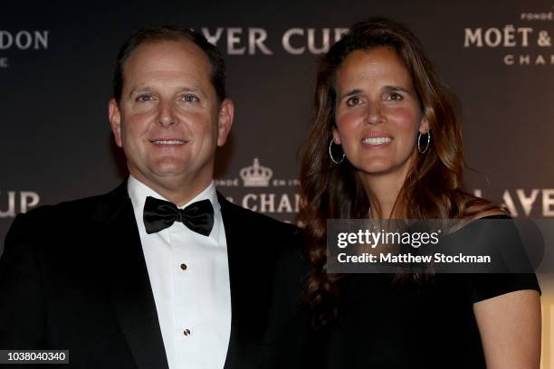 Tony Godsick and Mary Joe Fernandez arrive on the Black Carpet during the Laver Cup Gala at the Navy Pier Ballroom on September 20, 2018 in Chicago,...