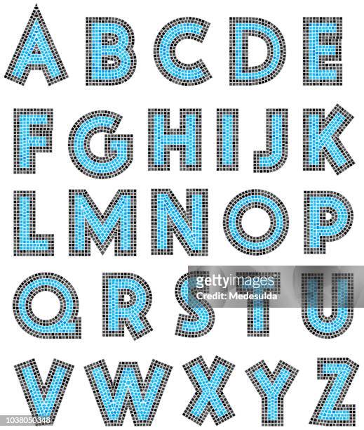 mosaik alphabet buchstaben vektor kachel - mosaik stock-grafiken, -clipart, -cartoons und -symbole