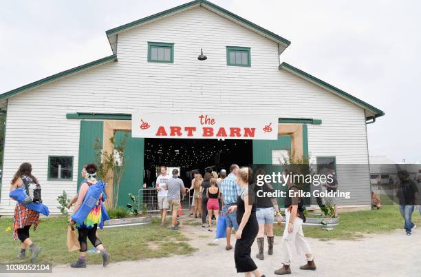 Festival goers enjoy art at the Art Barn during day 1 of Pilgrimage Music & Cultural Festival 2018 on September 22, 2018 in Franklin, Tennessee.