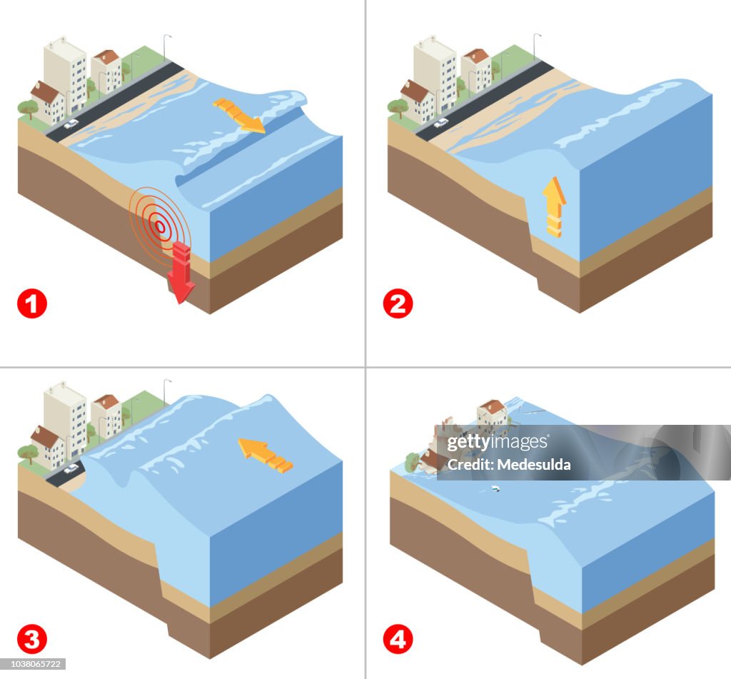 Infografía del desastre de tsunami