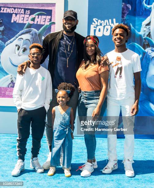 LeBron James and his family attend the Premiere Of Warner Bros. Pictures' "Smallfoot" at Regency Village Theatre on September 22, 2018 in Westwood,...
