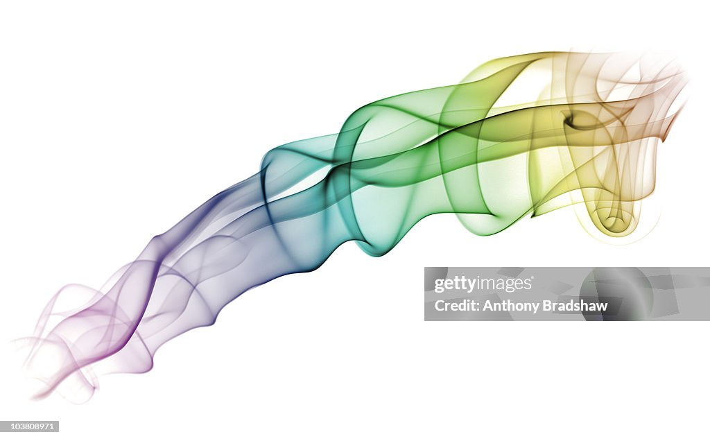 Abstract spiral of multicoloured smoke
