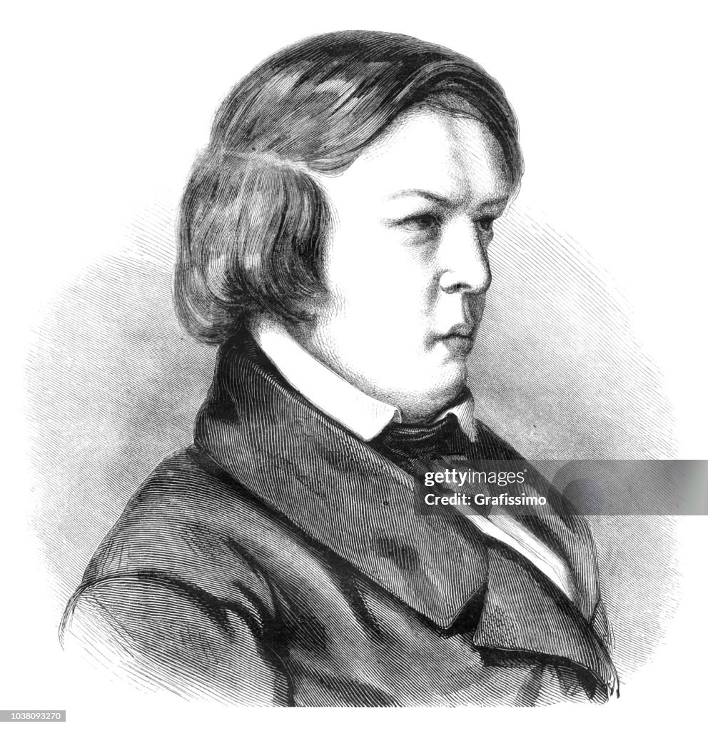 German composer Robert Schumann portrait illustration
