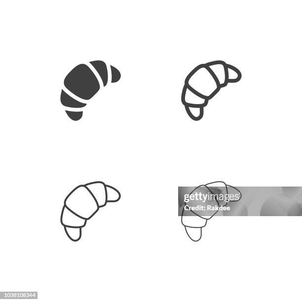 ilustraciones, imágenes clip art, dibujos animados e iconos de stock de iconos de croissant - serie multi - croissant