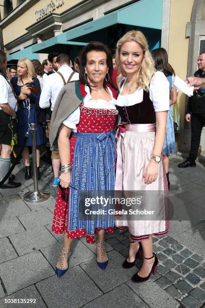 Karin Holler and Delia Fischer, founder and owner of Westwing during the 'Fruehstueck bei Tiffany' at Tiffany Store ahead of the Oktoberfest on...