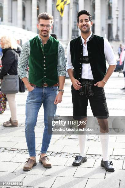 Blogger Justus Frederic Hansen and Sami Slimani during the 'Fruehstueck bei Tiffany' at Tiffany Store ahead of the Oktoberfest on September 22, 2018...