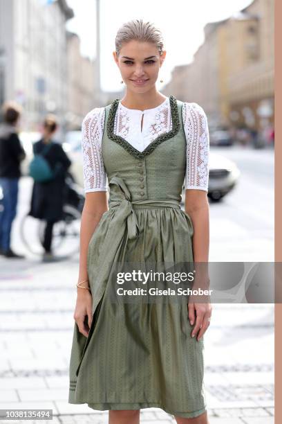 Model Luisa Hartema during the 'Fruehstueck bei Tiffany' at Tiffany Store ahead of the Oktoberfest on September 22, 2018 in Munich, Germany.