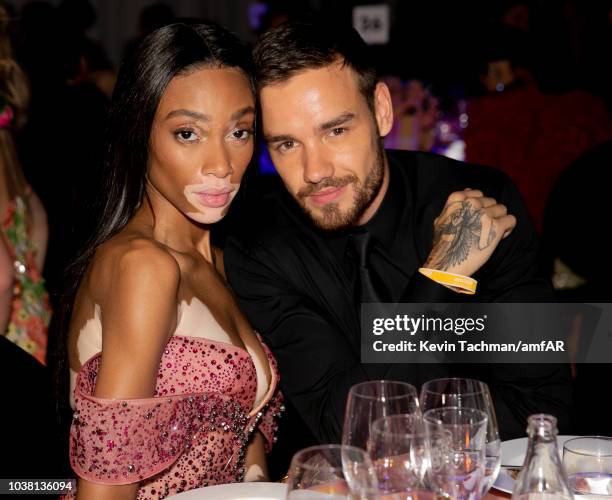 Winnie Harlow and Liam Payne attend amfAR Gala dinner at La Permanente on September 22, 2018 in Milan, Italy.