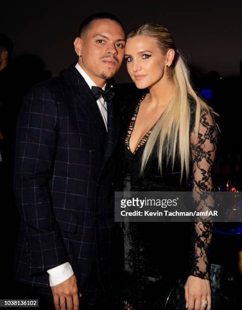 Evan Ross and Ashley Simpson attend amfAR Gala dinner at La Permanente on September 22, 2018 in Milan, Italy.