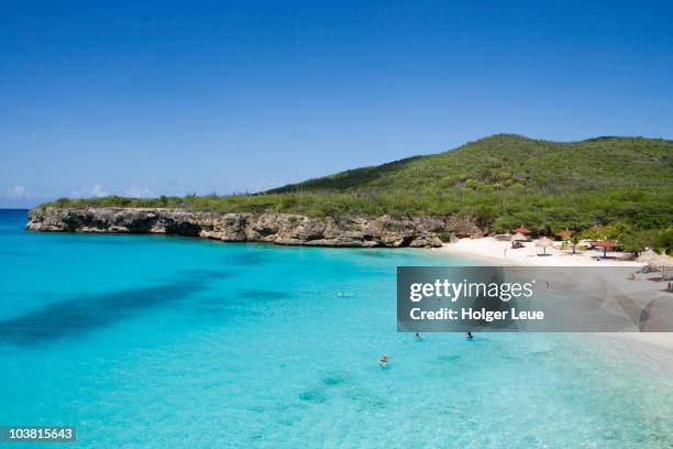 overhead of grote knip beach near westpunt. - insel curaçao stock-fotos und bilder