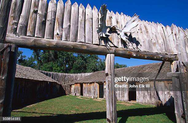 fort mandan reconstruction. - mclean stock pictures, royalty-free photos & images