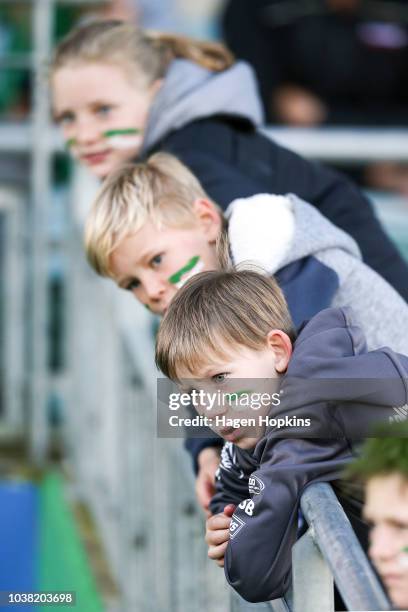 Young Manawatu fans look on during the round six Mitre 10 Cup match between Manawatu and Wellington at Central Energy Trust Arena on September 23,...