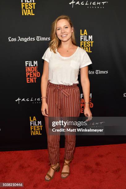 Caroline Clark attends the 2018 LA Film Festival screening of "Behind The Curve" at ArcLight Hollywood on September 22, 2018 in Hollywood, California.