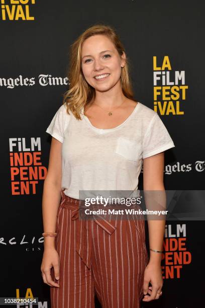 Caroline Clark attends the 2018 LA Film Festival screening of "Behind The Curve" at ArcLight Hollywood on September 22, 2018 in Hollywood, California.