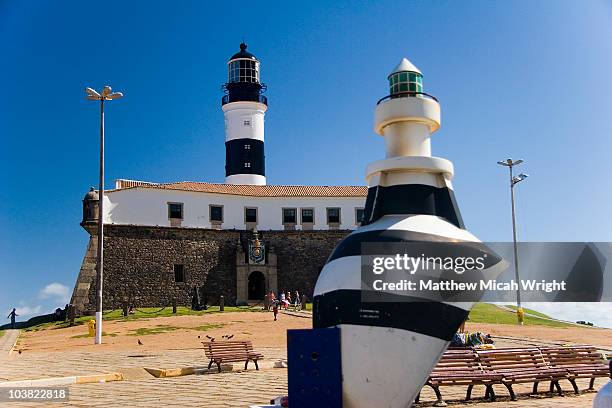 lighthouse at fort santo antonio da barra. - fortress fotografías e imágenes de stock