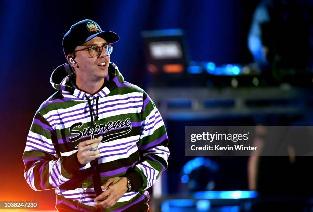 Logic performs onstage during the 2018 iHeartRadio Music Festival at T-Mobile Arena on September 22, 2018 in Las Vegas, Nevada.