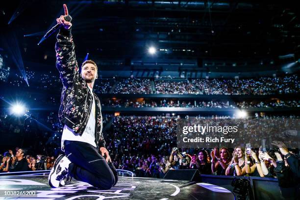Justin Timberlake performs onstage during the iHeartRadio Music Festival at T-Mobile Arena on September 22, 2018 in Las Vegas, Nevada.
