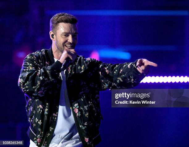 Justin Timberlake performs onstage during the 2018 iHeartRadio Music Festival at T-Mobile Arena on September 22, 2018 in Las Vegas, Nevada.