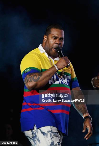 Busta Rhymes performs onstage during the 'On The Run II' Tour at Rose Bowl on September 22, 2018 in Pasadena, California.