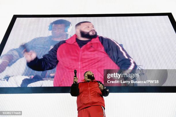 Khaled performs onstage during the 'On The Run II' Tour at Rose Bowl on September 22, 2018 in Pasadena, California.