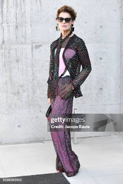 Antonia Dell'Atte arrives at the Giorgio Armani show during Milan Fashion Week Spring/Summer 2019 on September 23, 2018 in Milan, Italy.