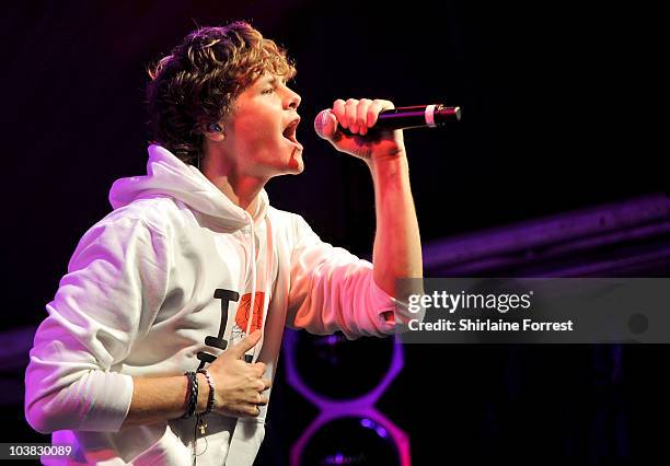 Jay McGuiness of The Wanted performs at Blackpool Illuminations switch on at Blackpool Promenade on September 3, 2010 in Blackpool, England.