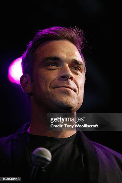 Singer Robbie Williams switches on Blackpool Illuminations at Blackpool Promenade on September 3, 2010 in Blackpool, England.